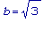 b = sqrt(3)