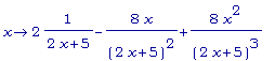 proc (x) options operator, arrow; 2*1/(2*x+5)-8*x/(...