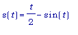 s(t) = t/2-sin(t)