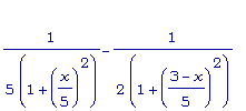 1/(5*(1+(x/5)^2))-1/(2*(1+((3-x)/5)^2))
