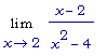 Limit((x-2)/(x^2-4),x = 2)
