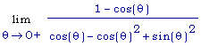 Limit((1-cos(theta))/(cos(theta)-cos(theta)^2+sin(t...