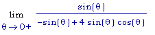Limit(sin(theta)/(-sin(theta)+4*sin(theta)*cos(thet...