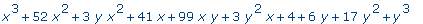 x^3+52*x^2+3*y*x^2+41*x+99*x*y+3*y^2*x+4+6*y+17*y^2...