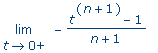 limit(-(t^(n+1)-1)/(n+1),t = 0,right)
