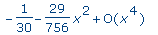 series(-1/30-29/756*x^2+O(x^4),x,4)
