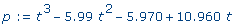 p := t^3-5.99*t^2-5.970+10.960*t