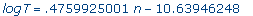 logT = .4759925001*n-10.63946248