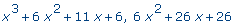 x^3+6*x^2+11*x+6, 6*x^2+26*x+26