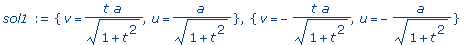 sol1 := {v = t/(1+t^2)^(1/2)*a, u = 1/(1+t^2)^(1/2)...